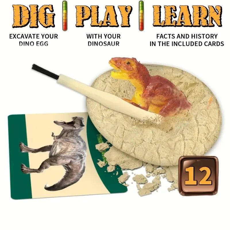 Dinosaur Fossil Dig Egg Set, 12 Unique Dinosaur Eggs with Cute Discoveries, Perfect Easter Party Supplies, Ideal Birthday Gift