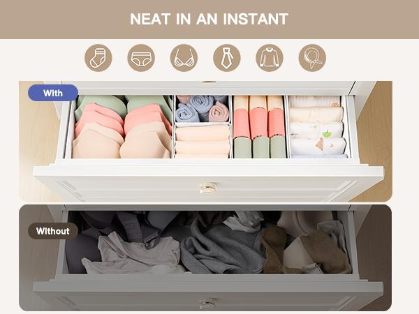 Criusia Drawer Organizer Clothes 10 Pack-Foldable Closet Organizer for Baby Clothes, Underwear, Socks, Nursery & Bedroom Storage Dividers storage box