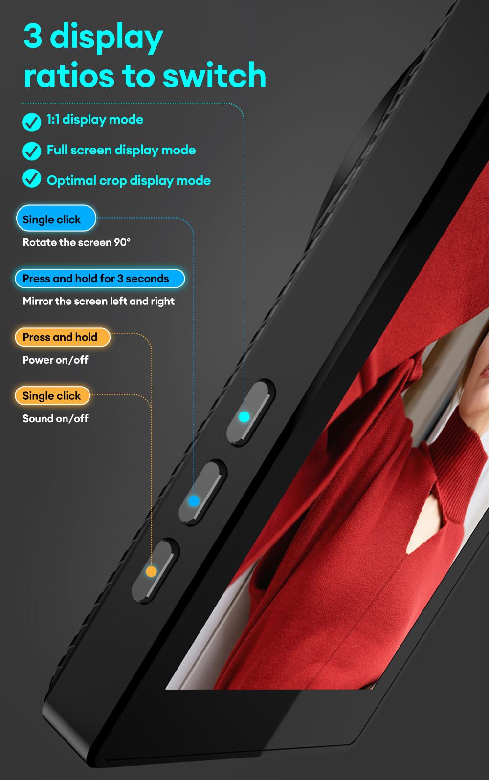 MGALL T20 Magnetic Wireless Self Display, Perfect for Content Creation, Selfies, Videos, Live Broadcasts, Adjustable Screen Ratio, Compatible with iOS, Android & HarmonyOS Mobile Phones