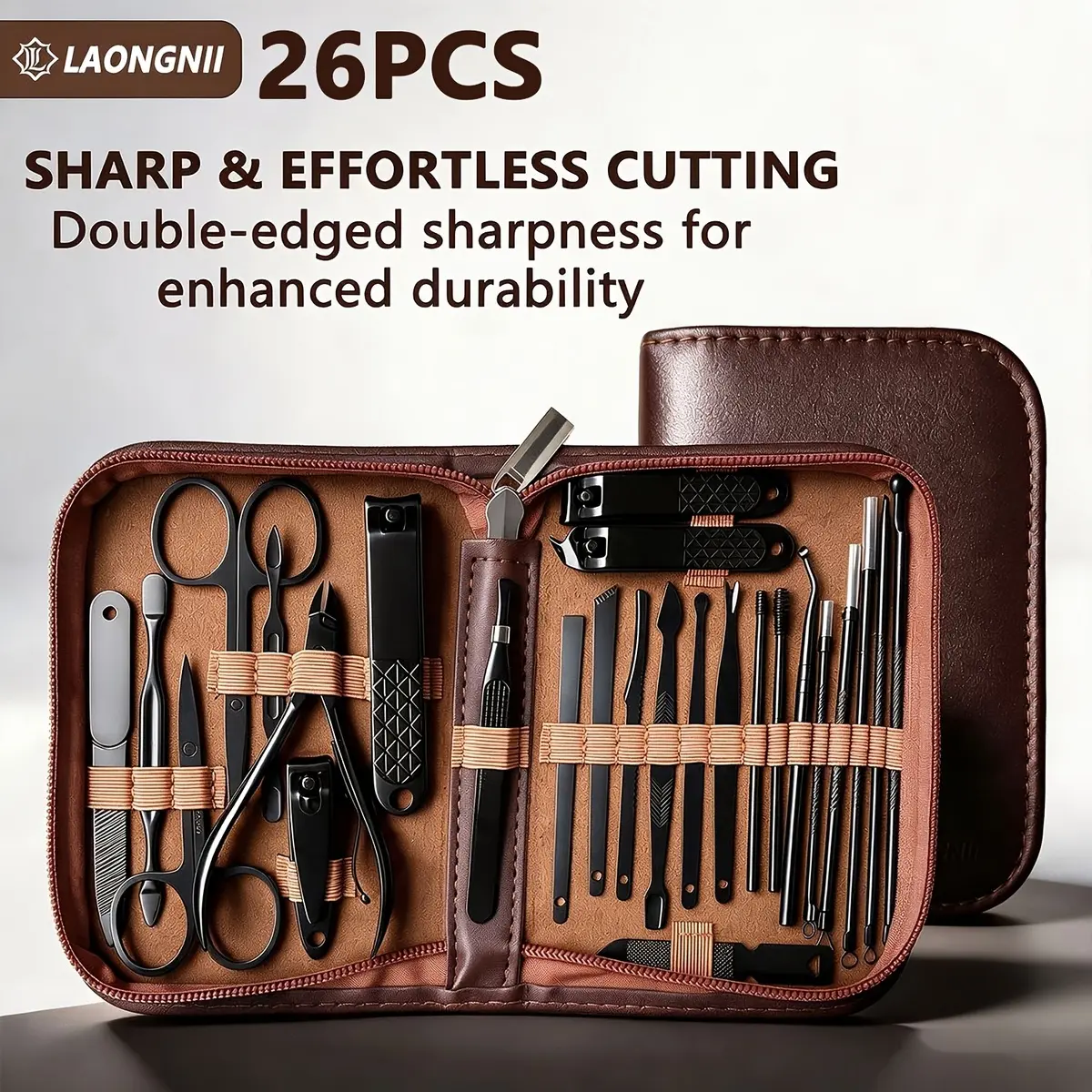 26PCS Professional Stainless Steel Manicure-Pedicure Kit with Cuticle Trimmer, Nail Clippers & Storage Case - Home&Travel Mini Groom Kit Pedicure Tool, Gift for Women