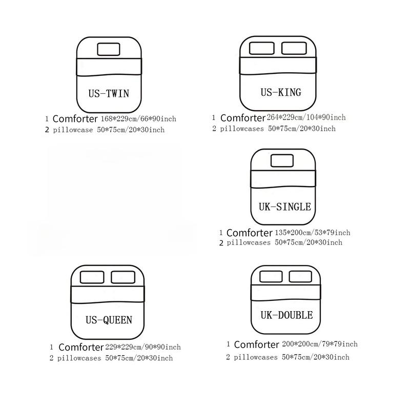 Nordic Style Bedding Set, Full Size Quilt Cover & Pillowcases, All-Season Polyester Fiber Comforter, Soft & Durable Fabric, Soft Bedding Sets