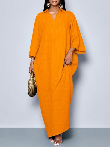 Women's Elegant Loose-Fit Fall Dress, Plain Woven Fabric, Casual Style, Moderate Thickness, Plus Size Fashion