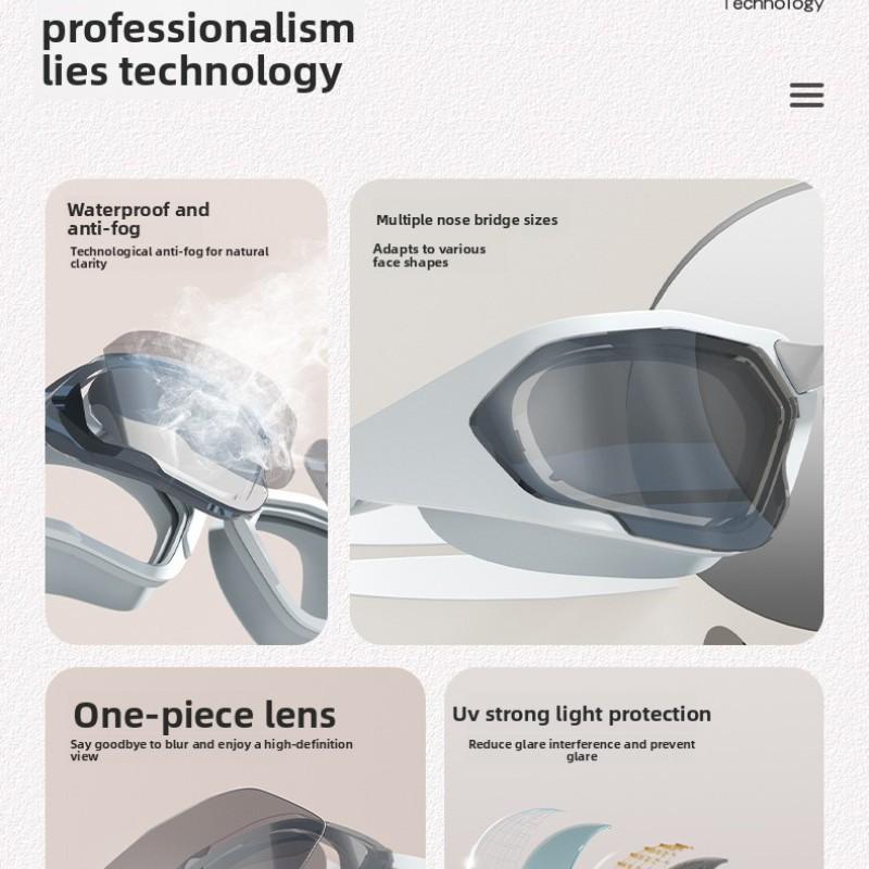 2-Pack Swim Goggles and Cap Set, Waterproof Anti-Fog HD Swimsuit Gear, Adjustable Silicone Swimming Equipment for Adults, Unisex