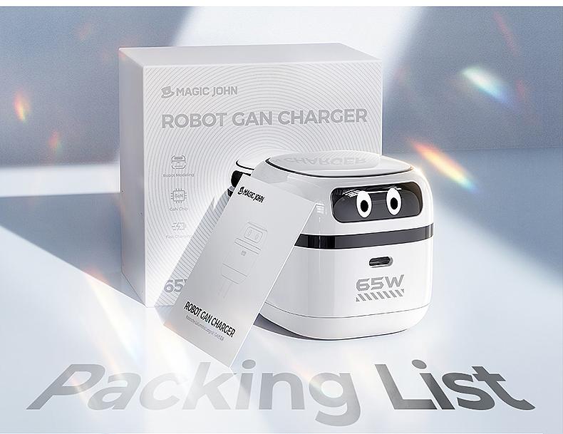 MAGIC JOHN GaN Charger Compatible with 65W Fast Charger with Retractable Type-C Cable, Dual-Port Output, Safer Charging, Paortable for iPhone, iPad, Macbook, Airpods, and Android