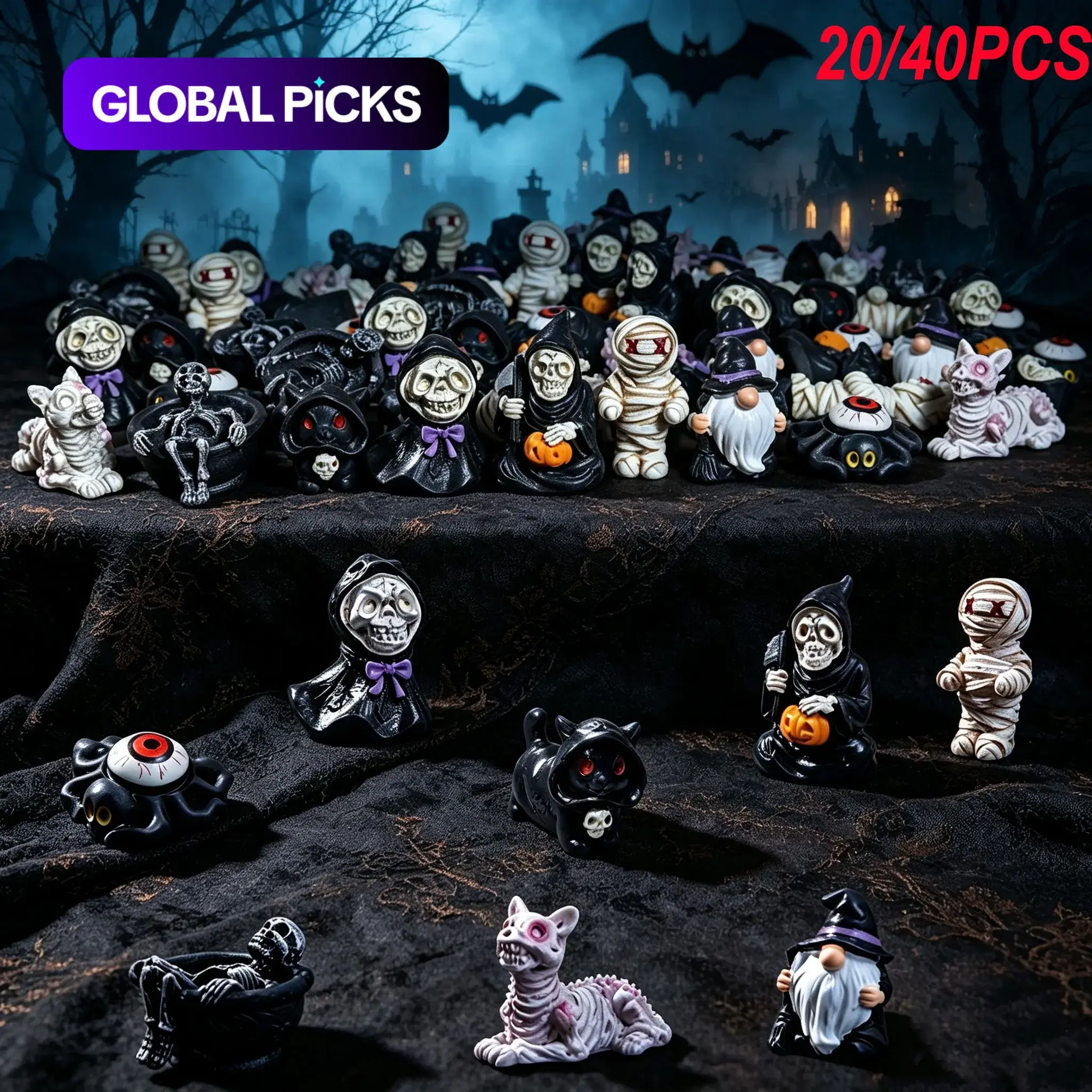 20/40 Mini Skull/mummy Resin Figurines, Creative Halloween Decorations, Perfect for Halloween Parties, Hide and Seek Games, Christmas Gifts, Resin Figure, Horror Character Figurines, Decorative Figurines
