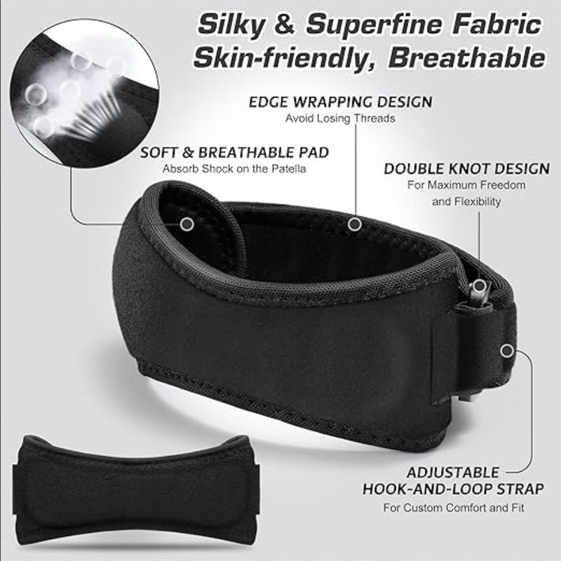 Ollas Patella Tendon Knee Strap 2 Pack, Knee Relief Support Brace Hiking, Soccer, Basketball, Running, Jumpers Knee, Tennis, Tendonitis, Volleyball & Squats