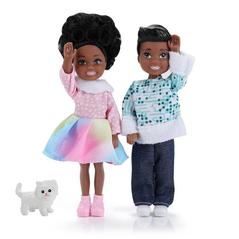 Cute 5.5 Inch Couple Doll Set, Seven Pieces Boy Girl Characters, Unisex Fashion Gift, Perfect for Couples and Collectors