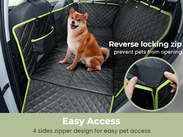 Pecute Pet Car Seat Cover Waterproof Dog Backseat Hammock with Mesh Window & Storage Pocket, 600D Non-Slip for Car/Truck, Easy to Install Washable