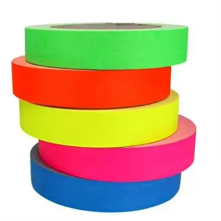 Neon Gaffer Cloth Tape, Fluorescent Colors Pro Gaff Tape UV Blacklight Tape for UV Party 0.6 inch x 16.5 , 5 Pack