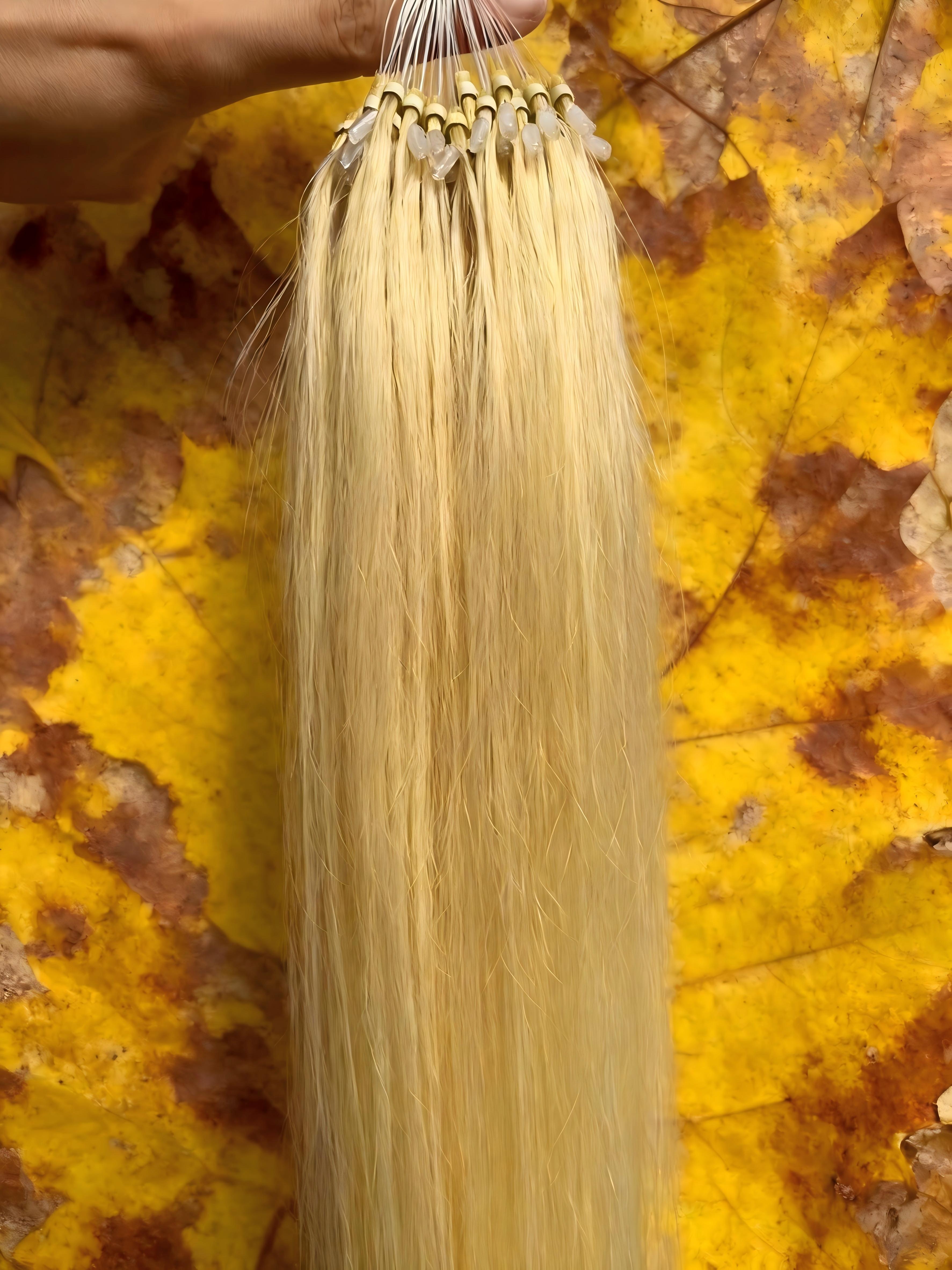 Yellowish- Pre-Cured Keratin Tip Micro Ring Hair Extensions, Pearl Bead Extension, Remy Cold Head Extension, Straight Hair Extensions, New Trending Product