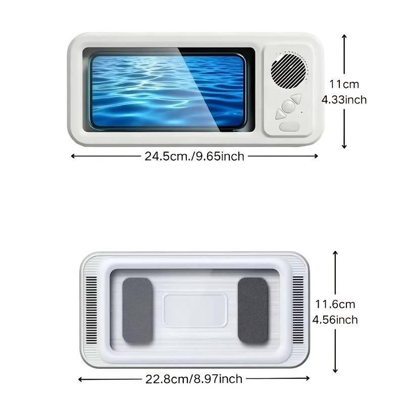 Waterproof box-type speaker, Rechargeable waterproof speaker, Multifunctional speaker, 360° touch screen, watch movies, listen to music, phone holder, audio shower stand, bathroom, kitchen, swimming pool, holiday gift