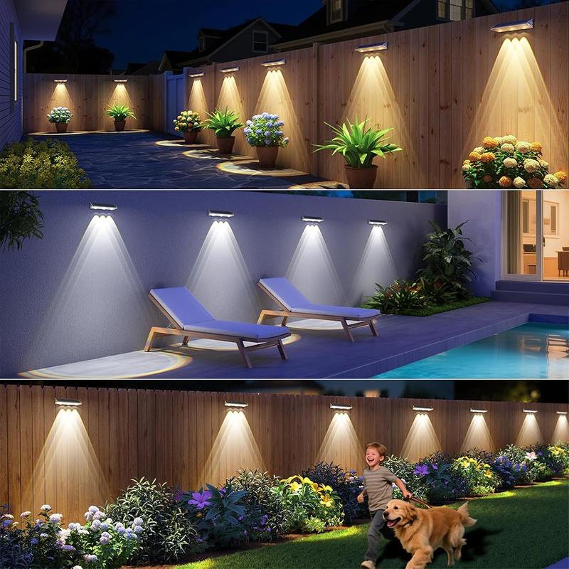 Outdoor Solar Garden Wall Light Fence Lamp, Solar Lights Outdoor, 2/4 Pack LED Solar Charging, Automatic Day Charge Night Light, IP68 Waterproof, 7 Color Options