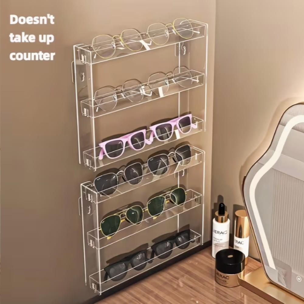 Transparent Acrylic Wall Mount Display Rack, No Drilling Floating Storage Shelf, for Trading Cards, Kpop Stickers, Dorm Room Decor