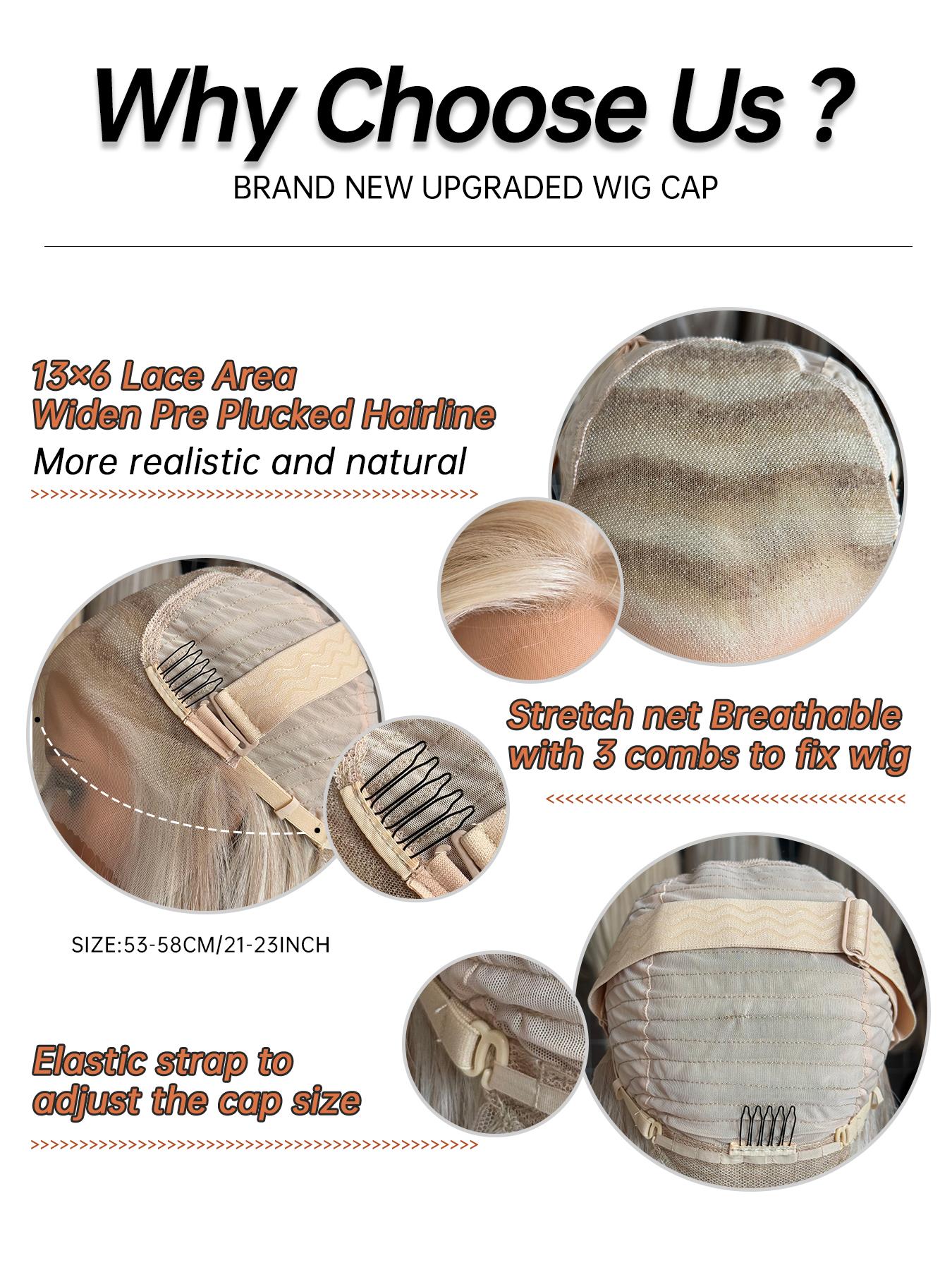 Topshe 13x6 HD Lace Front Wig Blonde Highlights Shoulder Length Curly Hair, Heat Resistant, Breathable, Women's Holiday Wig