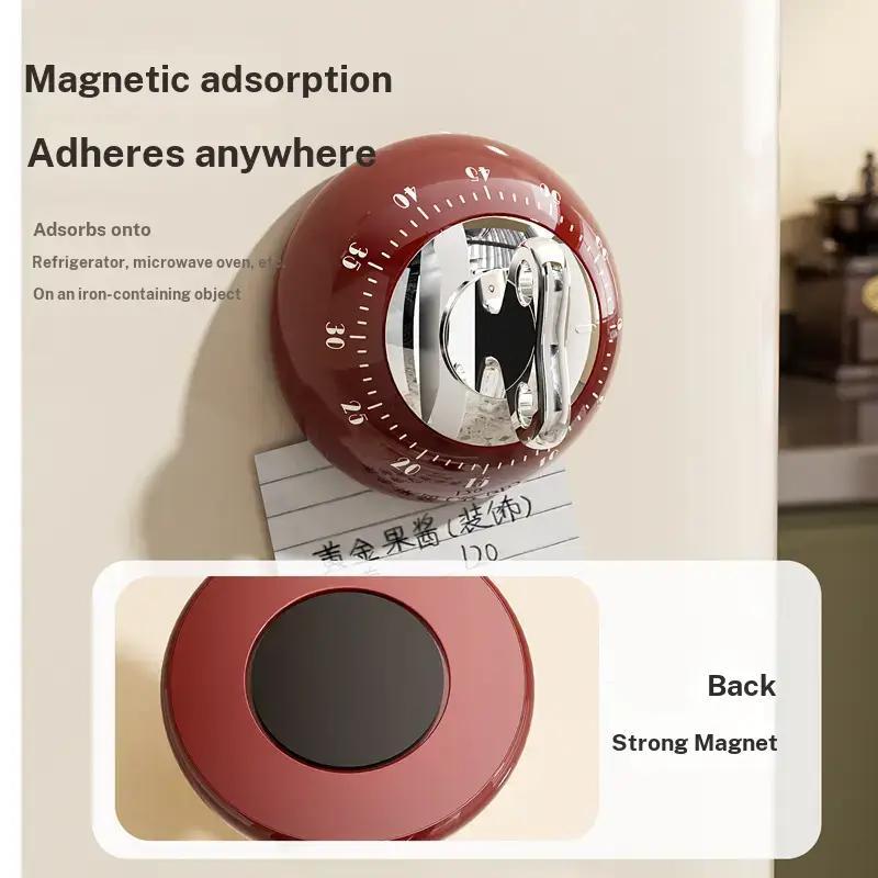 Magnetic Timer for Kitchen, Precise Countdown Timer, Attaches to Table or Refrigerator, Mechanical Timer, Ca Prop 65 Compliant