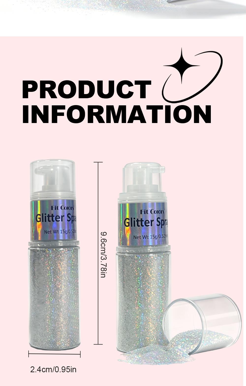 1PC Fit Colors Glitter Spray, Fine Shimmer Highlighter, Long-Lasting Sweatproof, for Face & Body, Stage & Party Makeup, Holographic Glitter Spray, Body Shimmer Spray, Shimmering Body Glitter