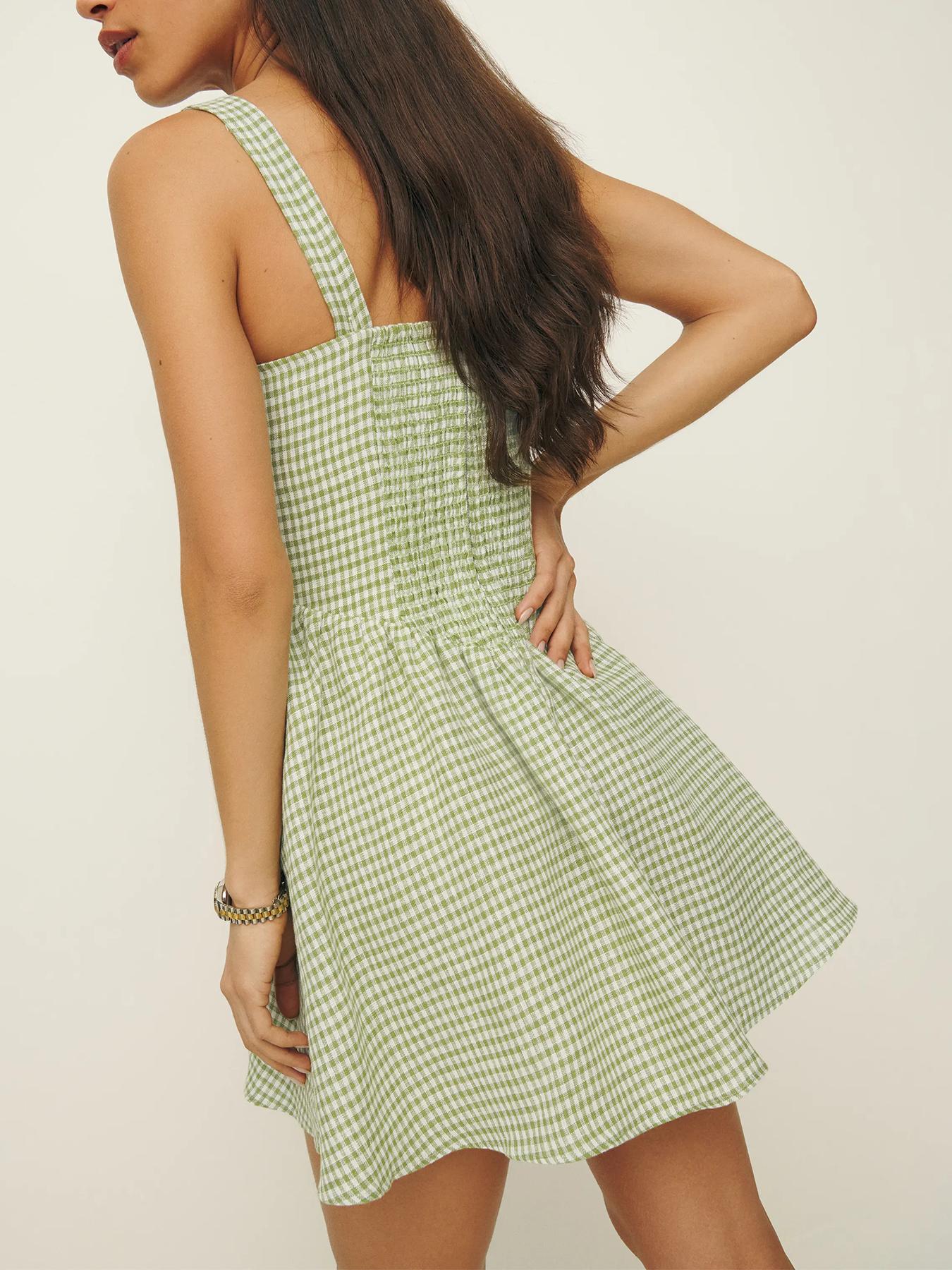 Women's Gingham Print Cami Dress, Casual Sleeveless A Line Dress for Summer, Ladies Clothes for Beach Holiday