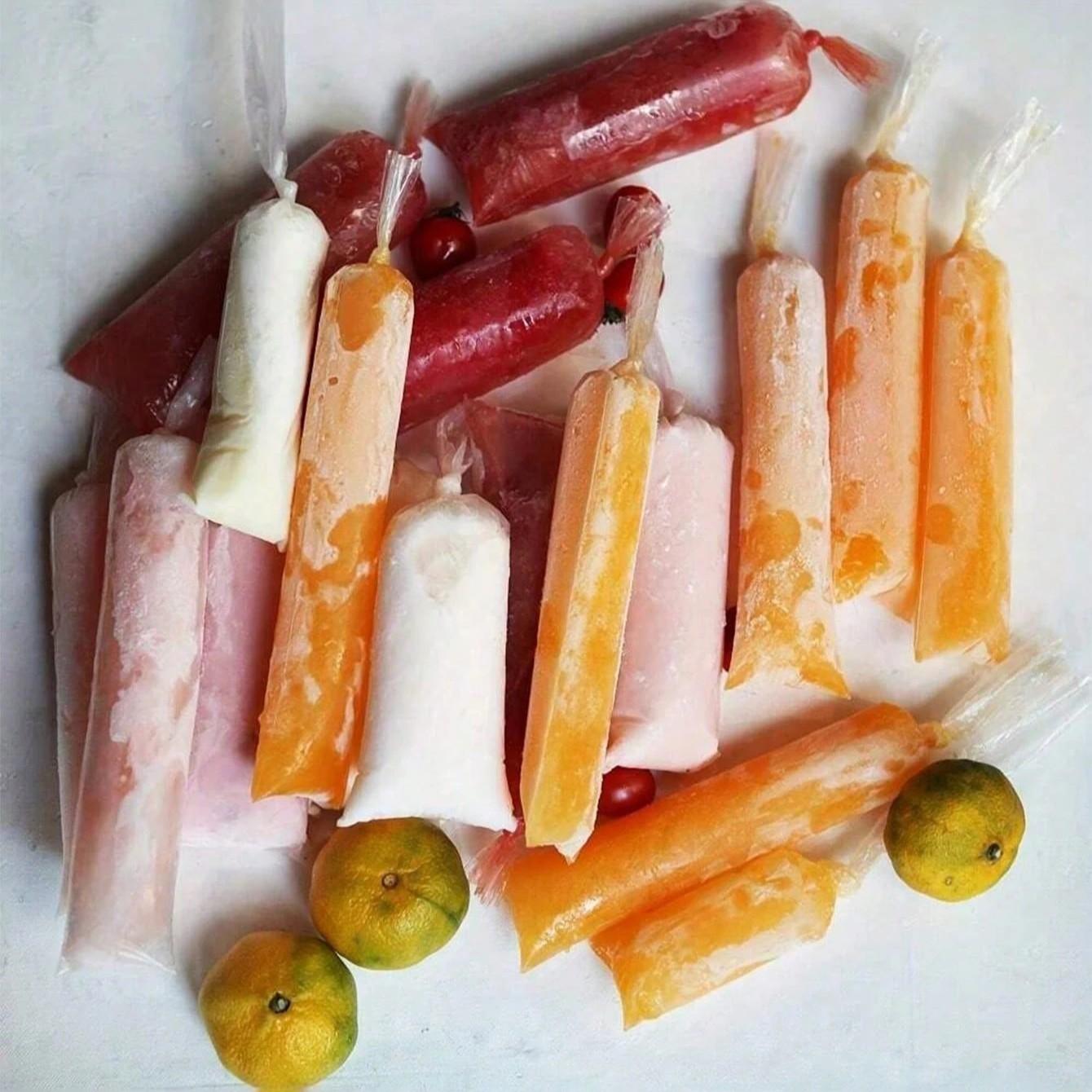 50/100 Pcs Ice Pop Bags, 30cmx5.5cm Plastic Mold, Self-Seal, Durable, Ideal for Ice Cream, Yogurt, Parties, Travel, Wedding, Birthday, Kitchen Supplies