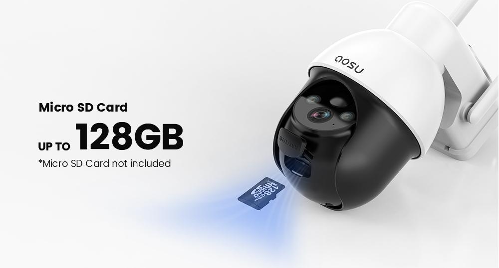 AOSU Solar Security Camera Wireless Outdoor with Panoramic PTZ, Human Auto Tracking, 2K Night Vision, Light and Sound Alarm, 2-Way Audio, Compatible with Alexa/Google Assistant for Home Surveillance