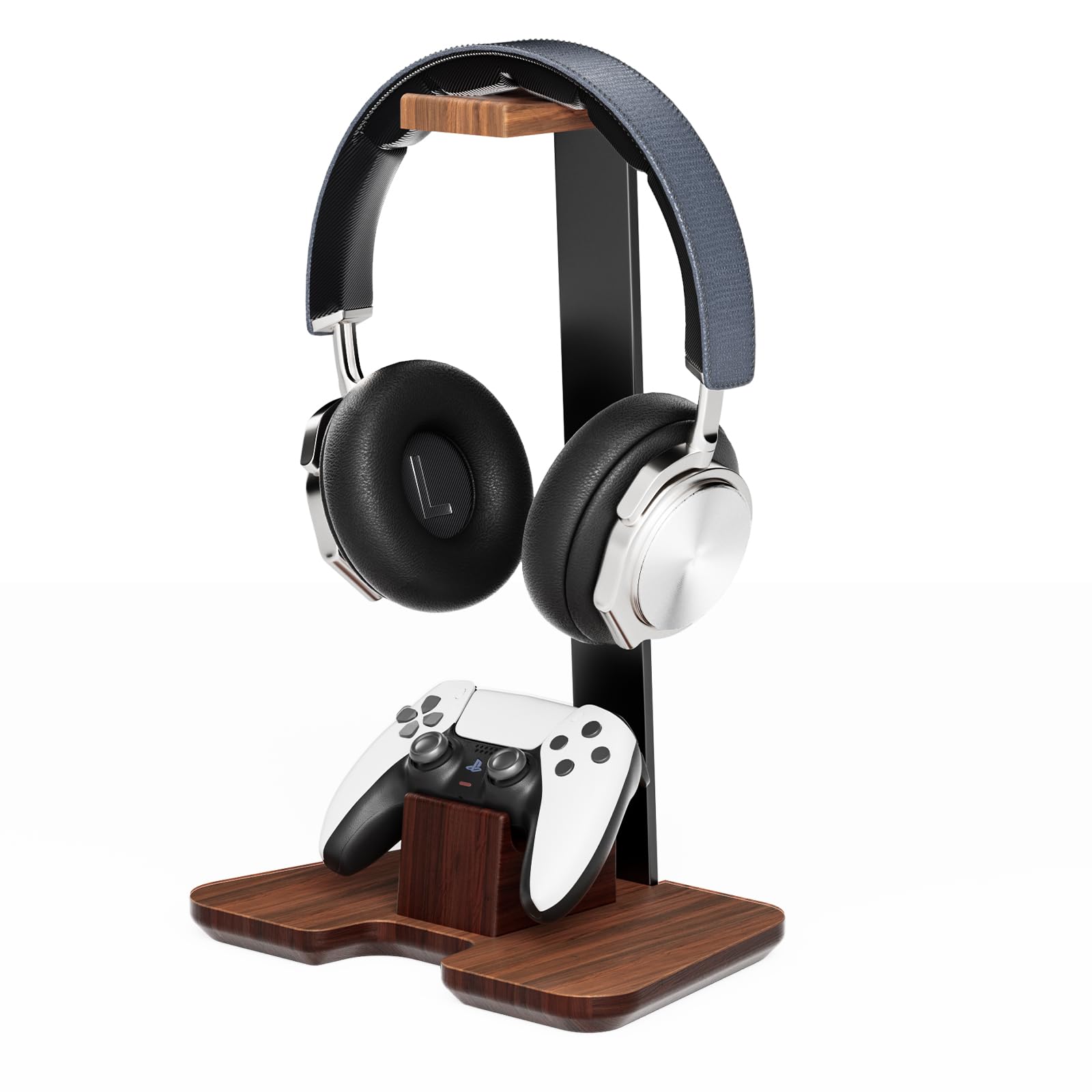 Wooden Game Controller Stand and Headset Holder, Desktop Organizer for Xbox Ps4 Ps5, Perfect Gift for Son Husband Boyfriend