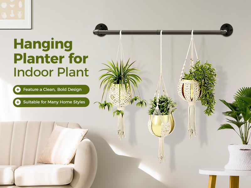 Bamworld Hanging Planters for Indoor Plants Plant Hanger Indoor Hanging Plant Holder Window Plant Shelves Metal Rod(Pot&Plant Not Included) 36.2in Indoor, Outdoor Christmas Decorations