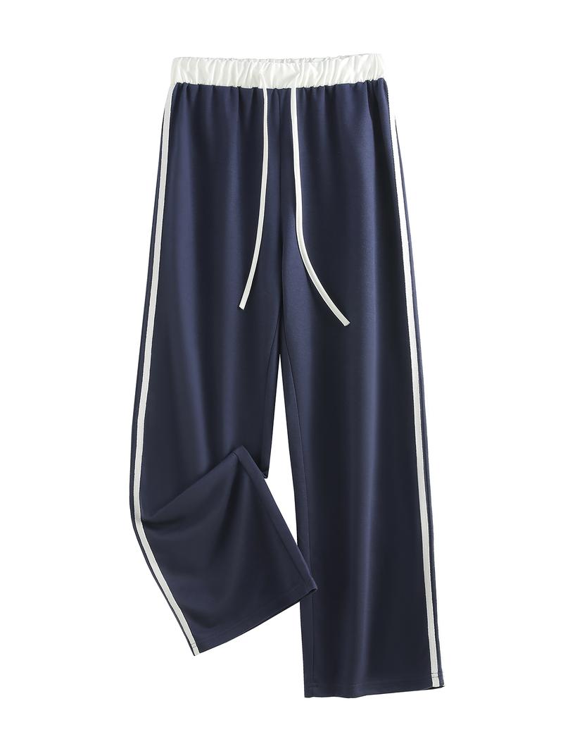 Women's Camo Wide Leg Pants with Pockets, Loose-Fit Drawstring Waist, Casual Fashion for Spring Summer Fall, Adult Clothing