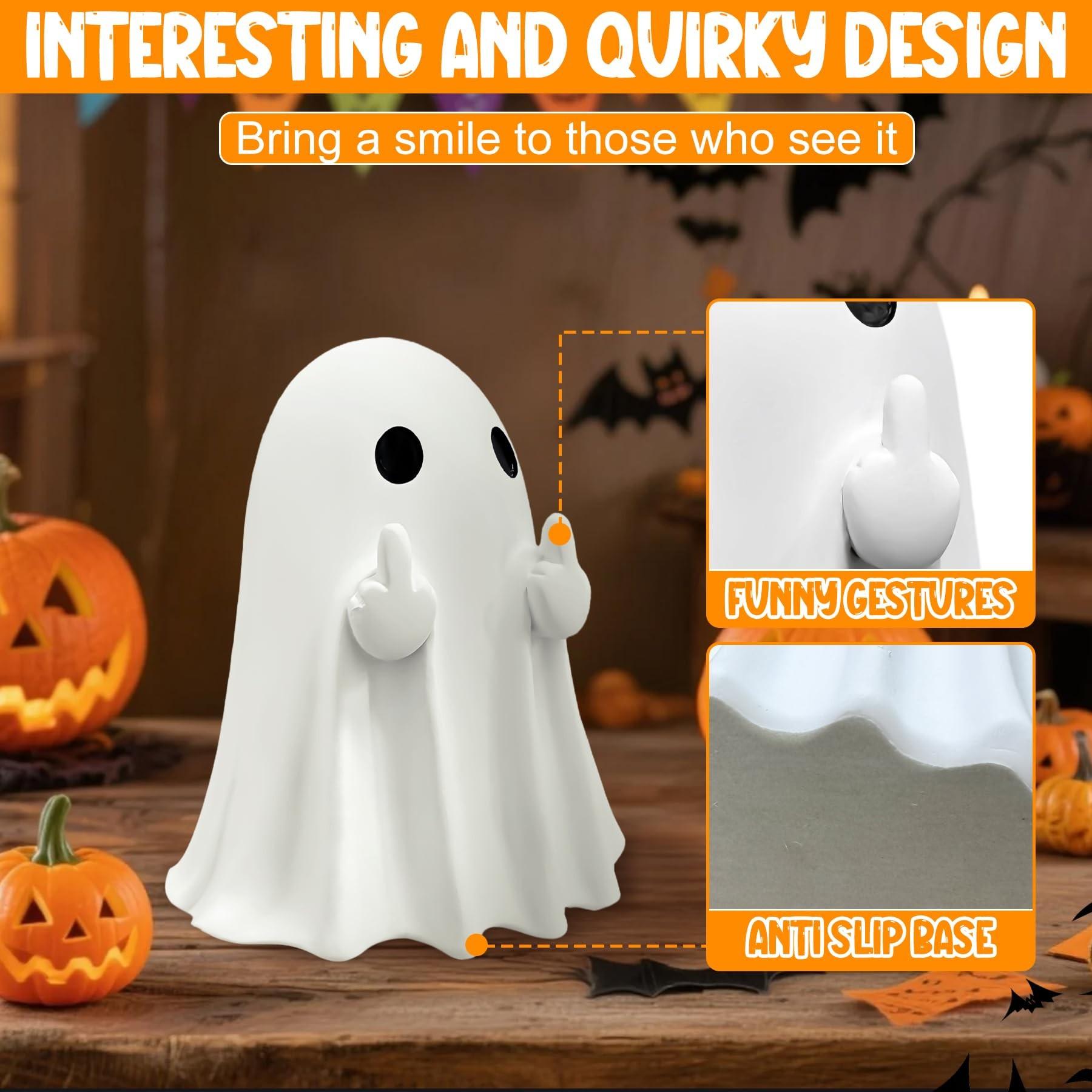 Halloween Ghost Statue Decoration, 3 Inch (approximately 7.6 Cm), Cute Ghost Figurine for Home Office Desk Decor, Indoor Small Size