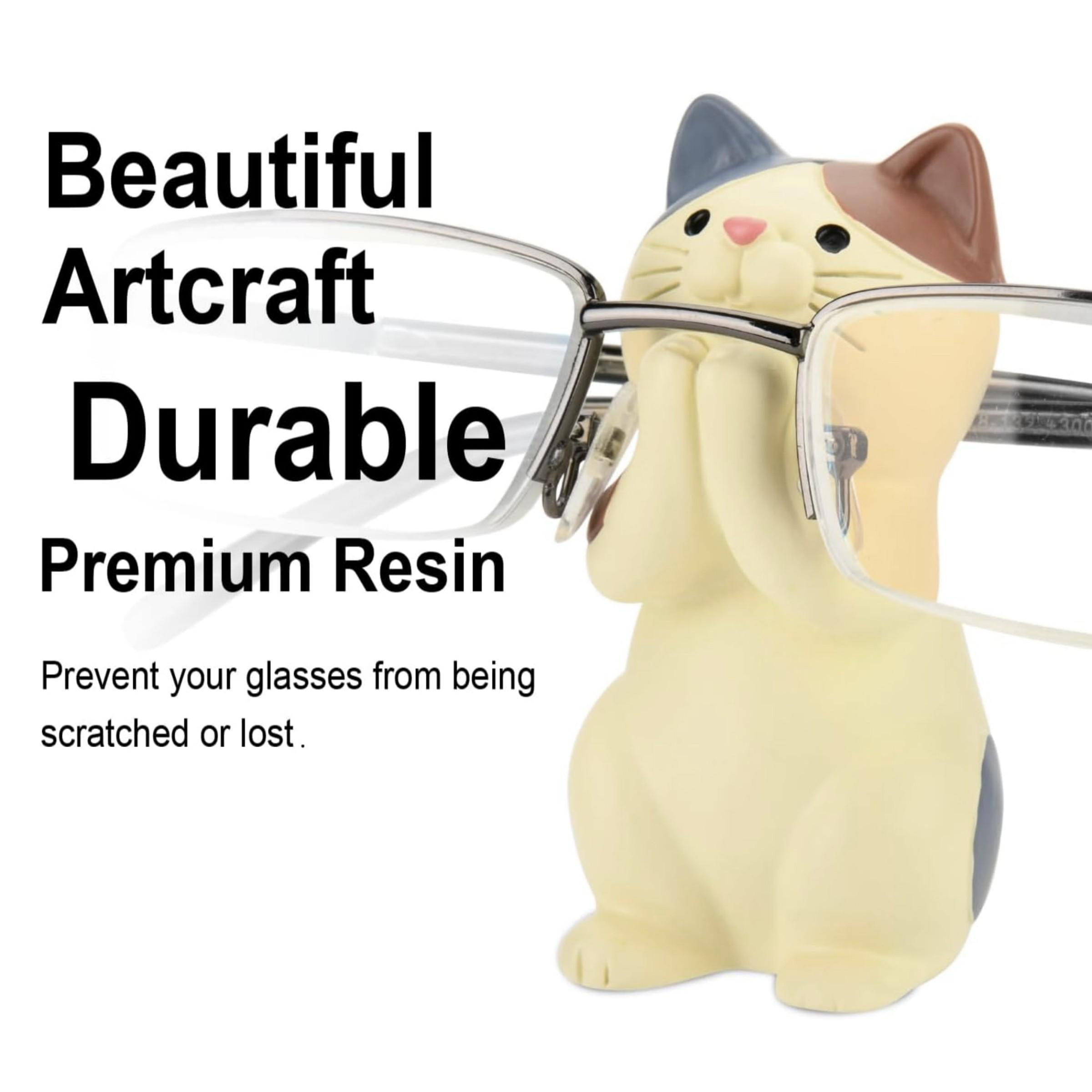 Cute Cat Design Charm Glasses Holder, 1 Count/10pcs Resin Ornament Eyeglass Glasses Holder, Creative Desktop Decoration for Home Living Room & Office & Coffee Shop