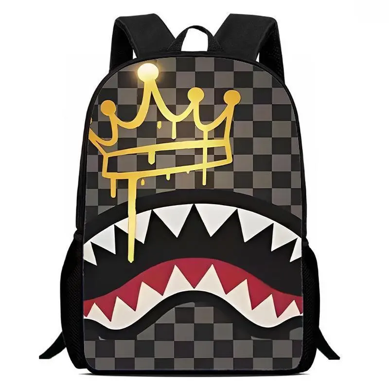 Fashionable Shark Pattern Backpack, Casual Large Capacity Backpack for Men, Business Style Travel Backpack for Daily Use, Casual Daypack A17