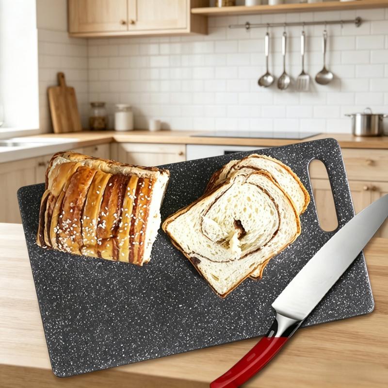 3-Piece Reversible BPA-Free Plastic Cutting Board Set, Charcoal Black