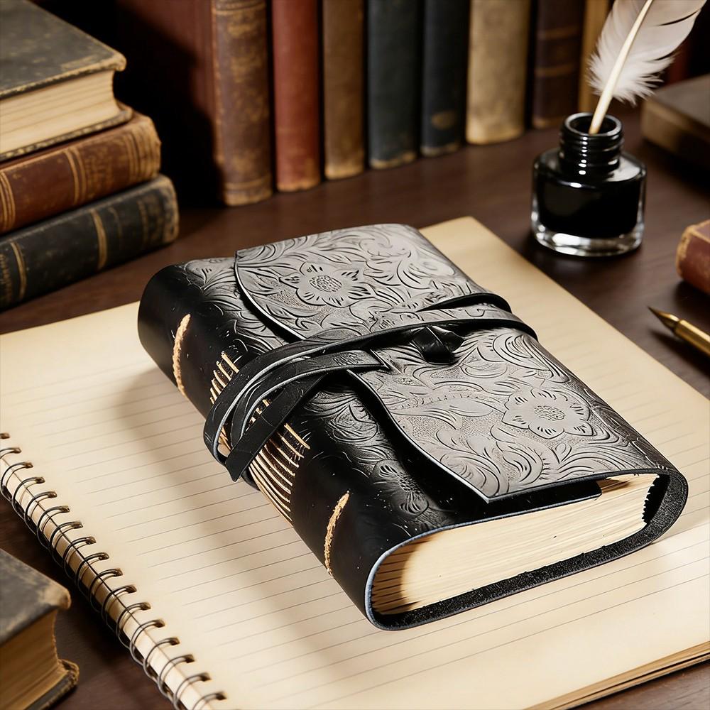 Leather Notebook Handmade Vintage Style, Replaceable Drawing Paper Core, Unisex Retro Lock Closure, Ideal for Artists Writing & Travel