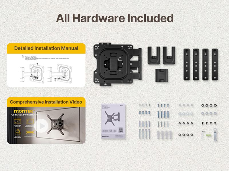 MonTek Full Motion TV Wall Mount for 13–95 Inch Flat & Curved TVs and Monitors, Swivel & Tilt Articulating Bracket, Max VESA 400x400mm, Holds up to 110 lbs, Perfect Center Design Adjustable Black