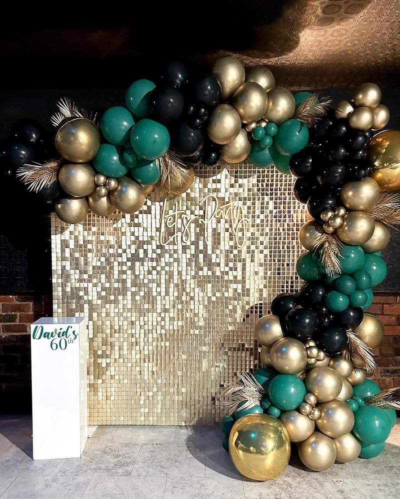 24/30/36/49pcs Large Shimmer Wall Backdrop Gold Square Glitter Panels DIY Wedding Anniversary Birthday Party Backdrop Decoration Photo Props Led Banners with Sequins and Ornaments