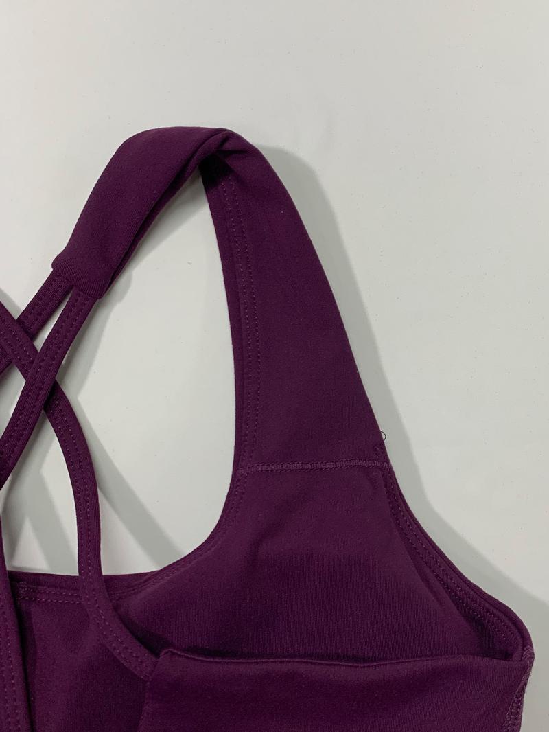 Women's Elastic Backless Sports Bra with Pads, Sexy Crossback Design, Moisture-Wicking Yoga Innerwear, U-Neck, All Seasons, Gym Workout Clothes