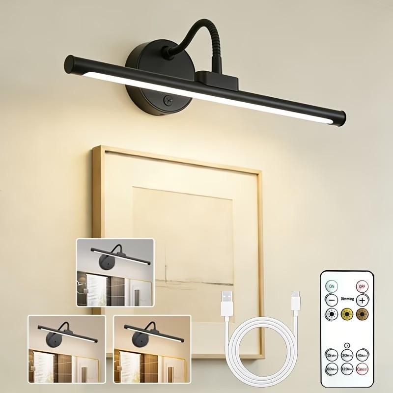 Control Ambient Dimmable LED Wall Lamp with Timer & Rechargeable Suitable for Gallery Lighting, Color-Changing Night Light, Plug-and-Play Semi-Recessed Installation for, Plastic Housing, Lighting Fixture