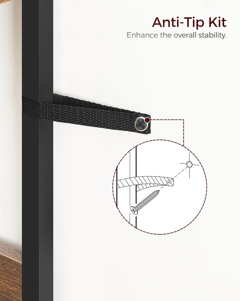 MAHANCRIS 5-Tier Rustic Brown Bookshelf, Bookcase, Anti-tipping Small Space Wooden Storage Shelf Organizer, for Living Room, Bedroom, Study, Balcony MAHANCRIS 5-Tier Rustic Brown Bookshelf, Bookcase, Anti-tipping Small Space Wooden Storage Shelf Organizer, for Living Room, Bedroom, Study, Balcony