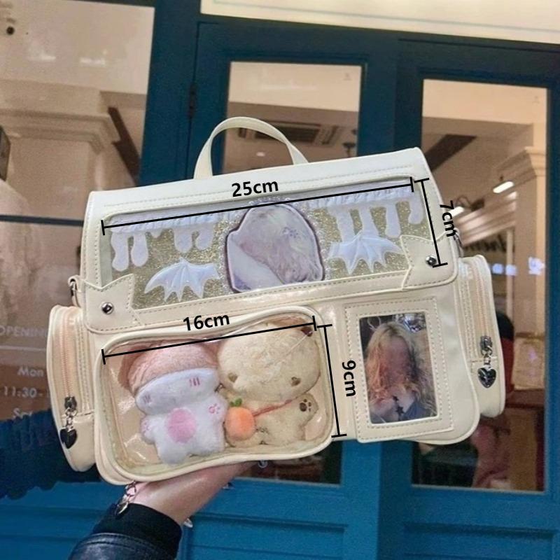 New Y2K Cute Ita Bag Harajuku Girl Transparent Pocket Large Capacity Crossbody Bag Lolita DIY Badge Display Casual Shoulder Bags