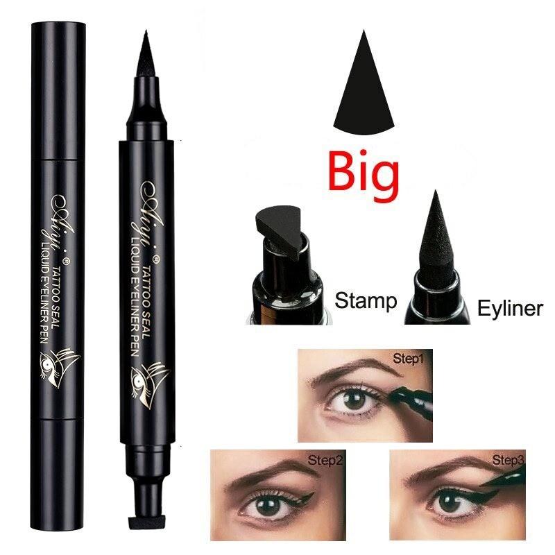 Wing Stamp Eyeliner Pen, Dual-Ended Liquid Eyeliner, Waterproof Long-Lasting, Vampire Wing Design, Anti-Smudge Makeup Tool