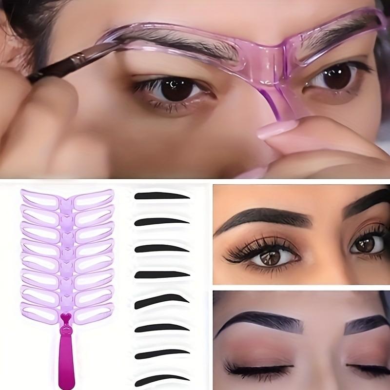 8 Styles Eyebrow Stencils, Reusable Brow Shaping Templates for Beginners, Lazy Eyebrow Drawing Tool Set