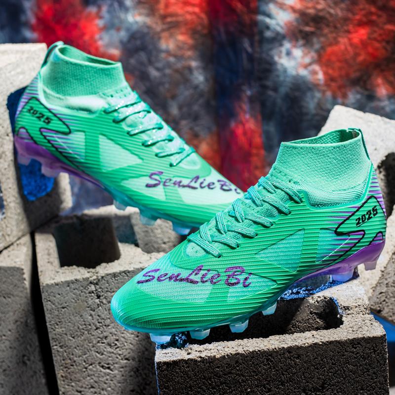 Unisex Professional Ag Football Cleats, Speed Cleats, Outdoor Sports Soccer Boots, Long Studs High Top, Artificial Grass Shoes, Turf Shoes, Lightweight Comfortable