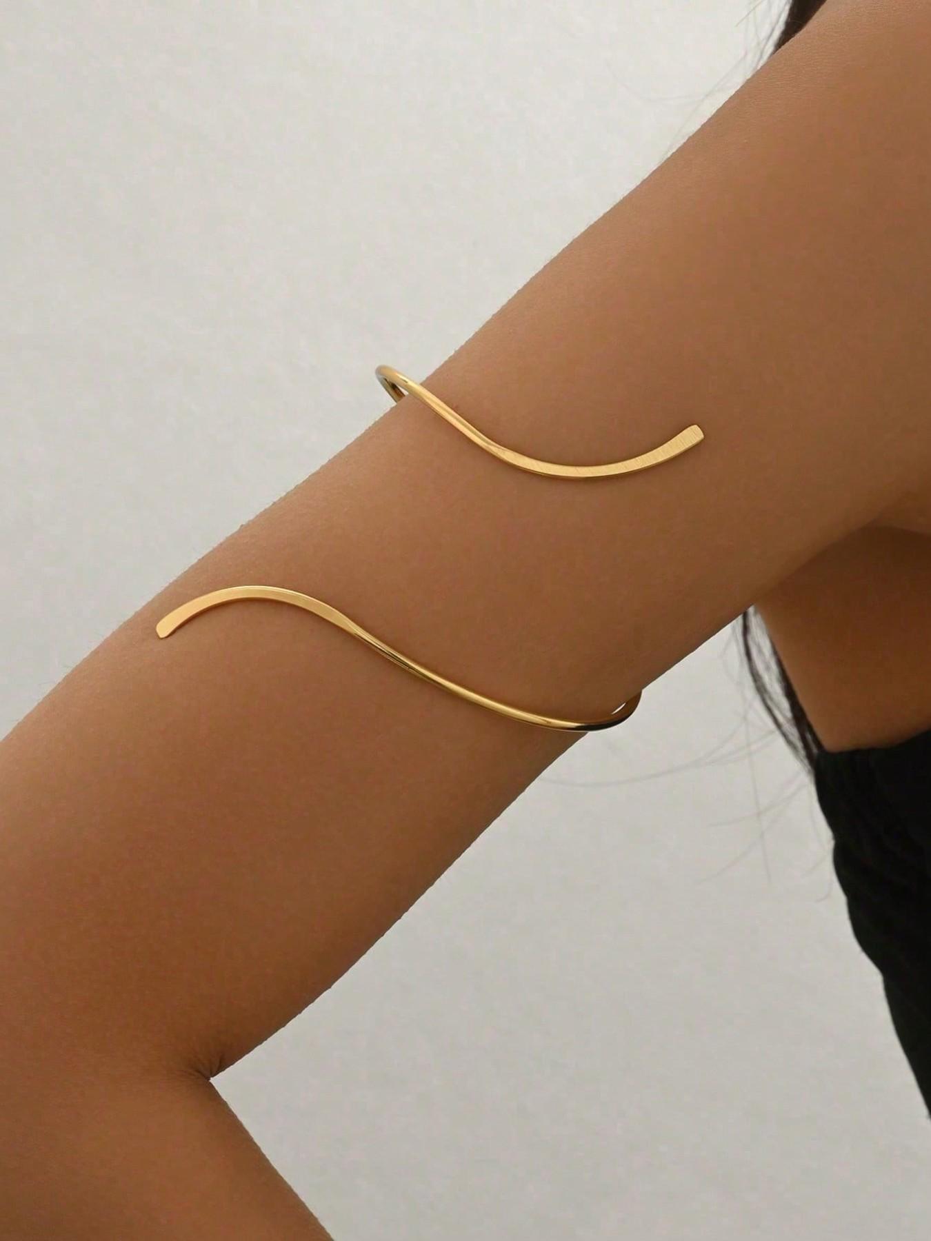 3pcs Minimalist Metal Geometric Line Bangle Bracelet Set, Adjustable Water Drop Design, Ideal for Daily Wear, Street Style & Beach Vacation, for Women