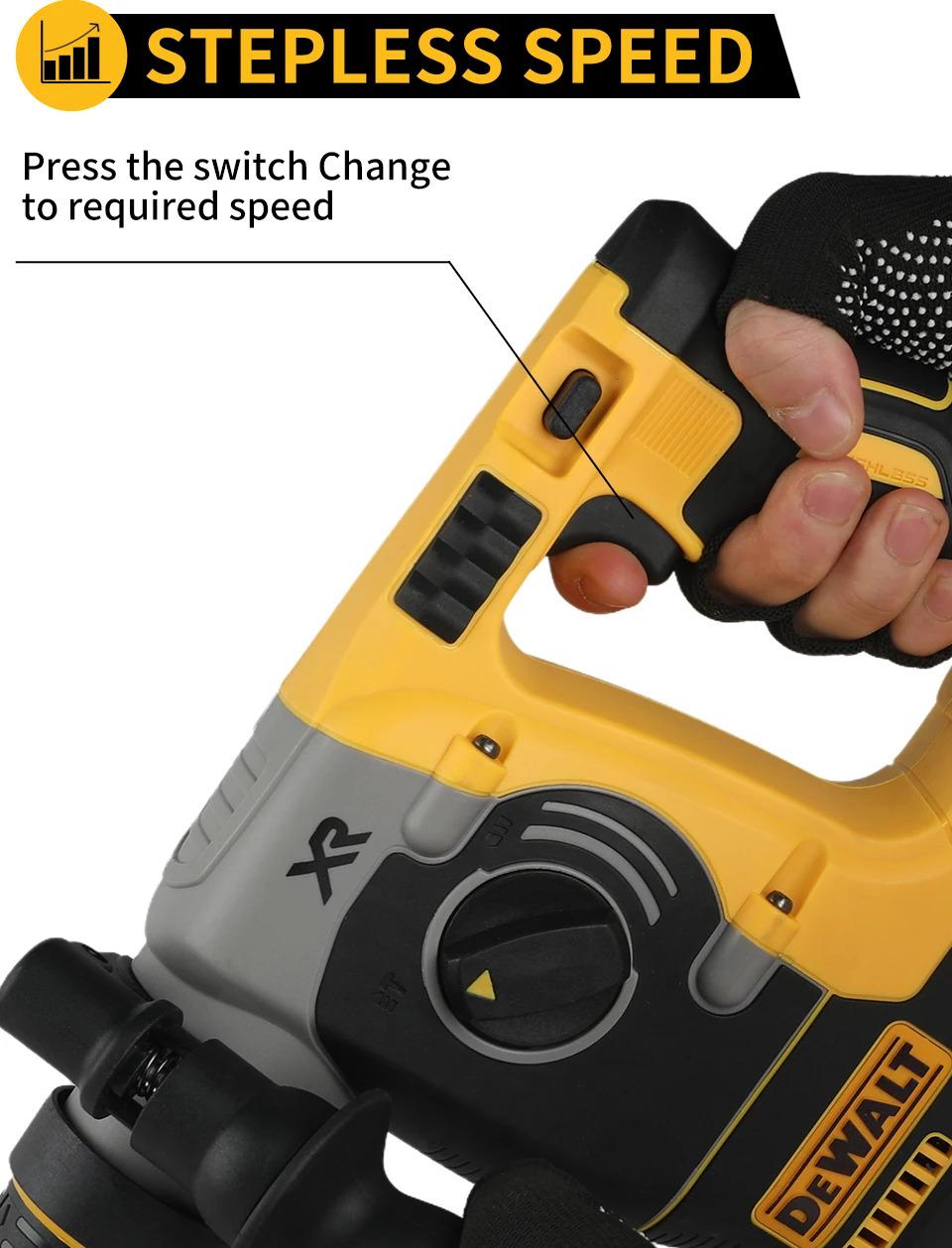 DeWALT DCH273 Brushless Rotary Hammer,2.1J Impact Energy,360 &deg; Handle&ndash;Efficient for Concrete,Brick&Stone Drilling For 20V 6.0Ah Battery