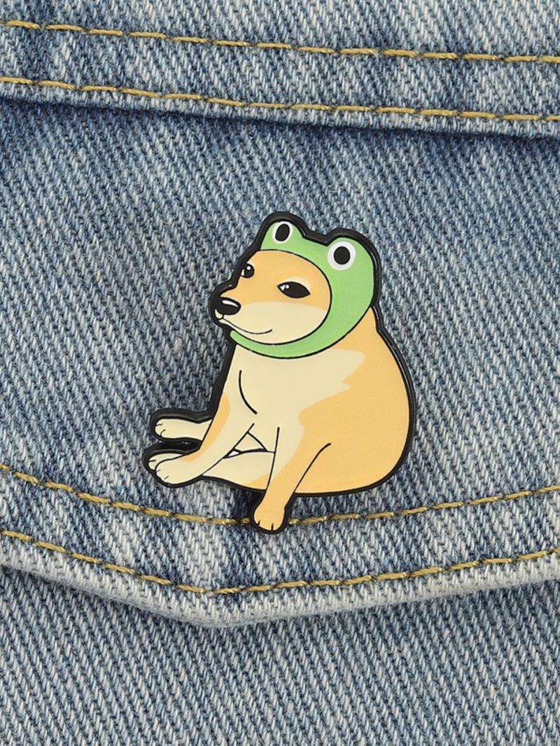 Cute Dog Frog Brooch Cartoon Funny Style Pet Mix Headwear Fun Design for Pet Lovers and Trendy Groups Daily Wear