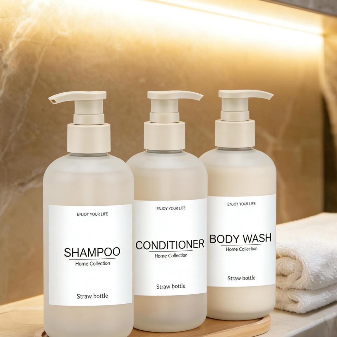 Reusable Shampoo Pump Bottle Set, Suitable for Shower Gel, Empty Hair Care Products Dispenser Kit, Bathroom Accessories Reusable Shampoo Pump Bottle Set, Suitable for Shower Gel, Empty Hair Care Products Dispenser Kit, Bathroom Accessories