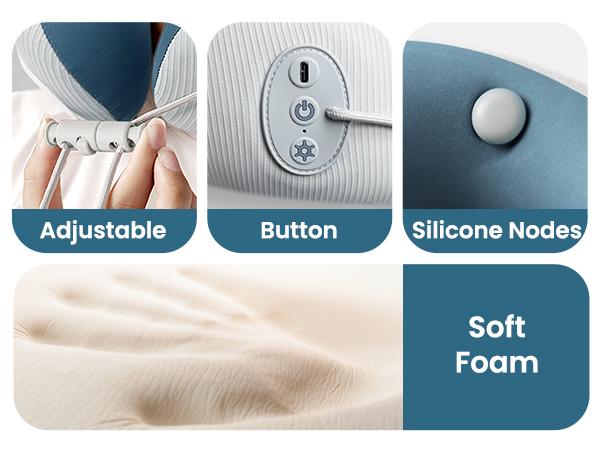 Heated Massage Travel Neck Pillow – Memory Foam Neck Support for Airplane, Car & Long Trips – Travel Essentials for Comfort and Relaxation Christmas gifts for family