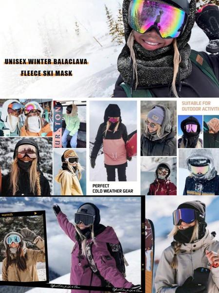 Upgrade Thickened Balaclava Hat, Winter Fleece Face Mask Scarf Combo, Warm Inner Layer, Thermal Ski Mask, Unisex Full Head Neck Cover