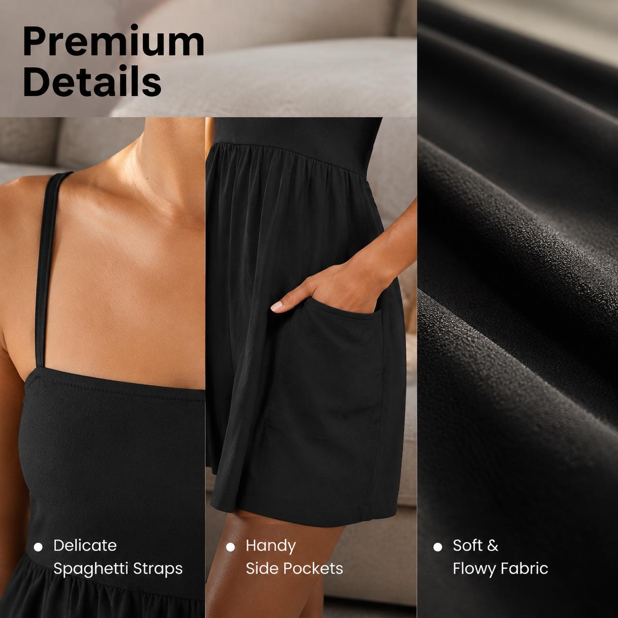 Y2K Casual Oversized Romper with Pockets | Premium Cotton Spaghetti Strap Jumpsuit | Women's Backless Athletic One-Piece for Summer Beach Vacation