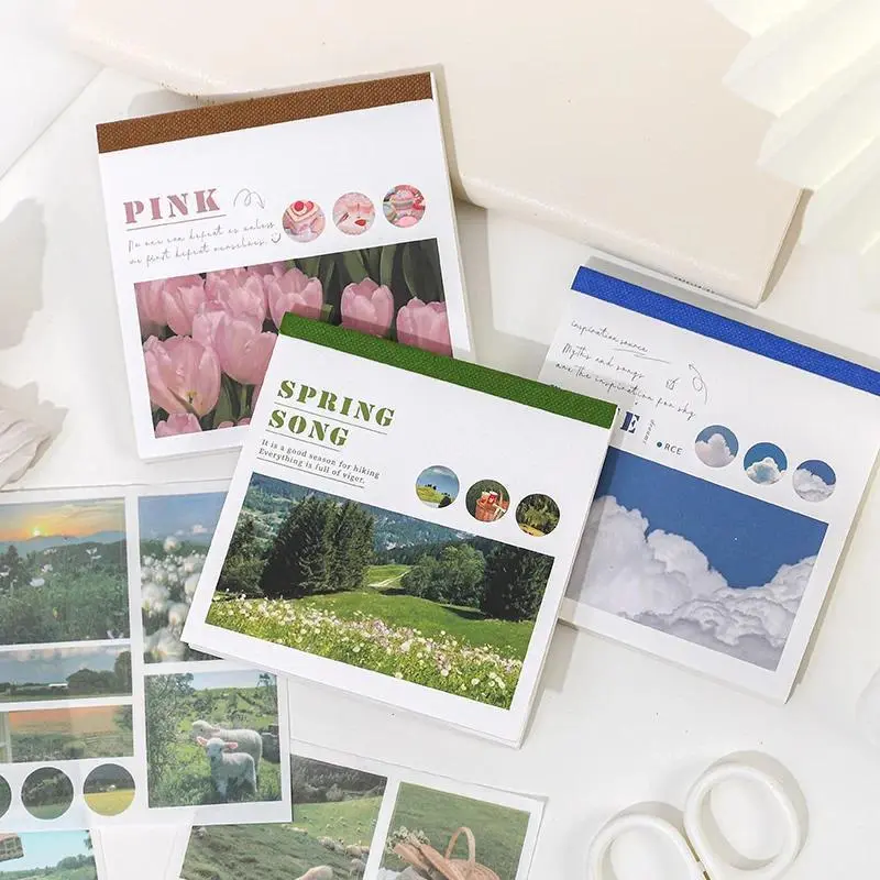 50sheets 50 Patterns Washi Paper Ins Stickers Book Aesthetic Scenery Sticker for Scrapbooking Journals Album Diary DIY Paers