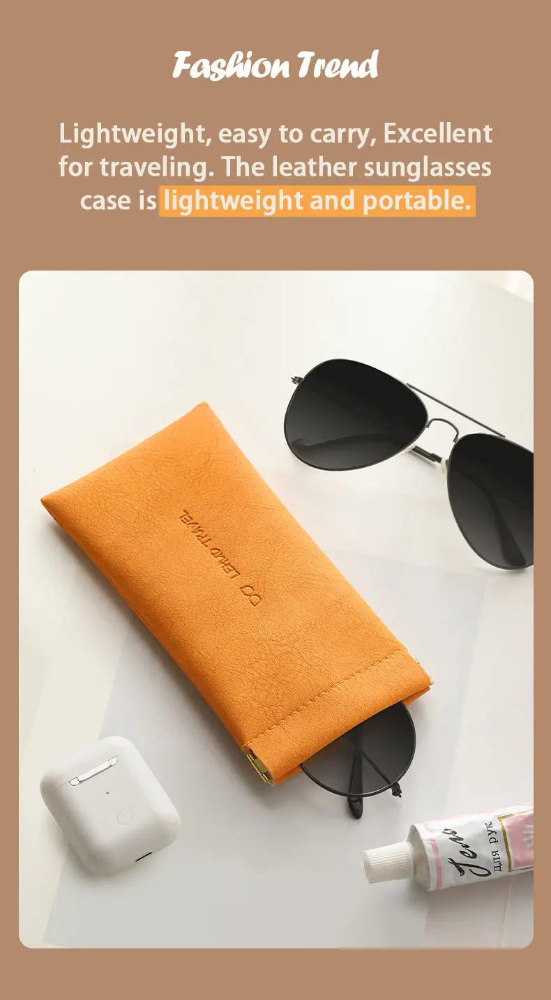 Leather Eyeglasses Cases PU Soft Sunglasses Pouch Squeeze Top Portable Glasses Cases for Men Women Leather Eyeglasses Cases PU Soft Sunglasses Pouch Squeeze Top Portable Glasses Cases for Men Women