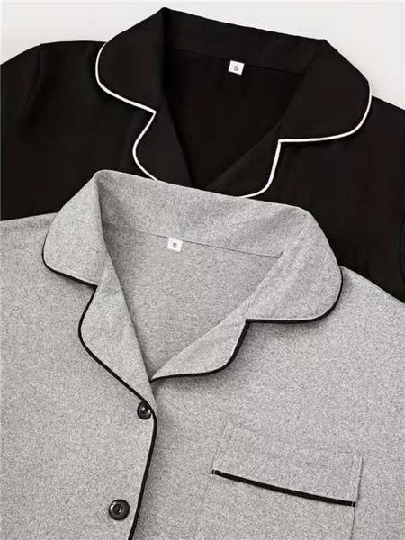 Women's Short Sleeve Lapel Design Top & Long Pants Set, Chest Pocket Detail, Spring & Fall Wear